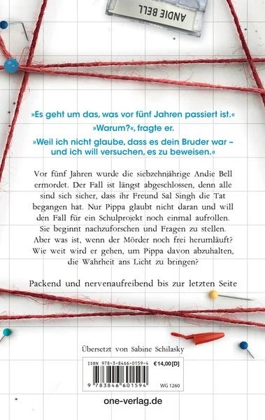 Buchrückseite des Romans "A Good Girl's Guide to Murder" von Holly Jackson, übersetzt von Sabine Schilasky.