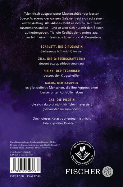 Buchrückseite des Romans "Aurora Erwacht" von Amie Kaufman und Jay Kristoff, übersetzt von Nadine Püschel